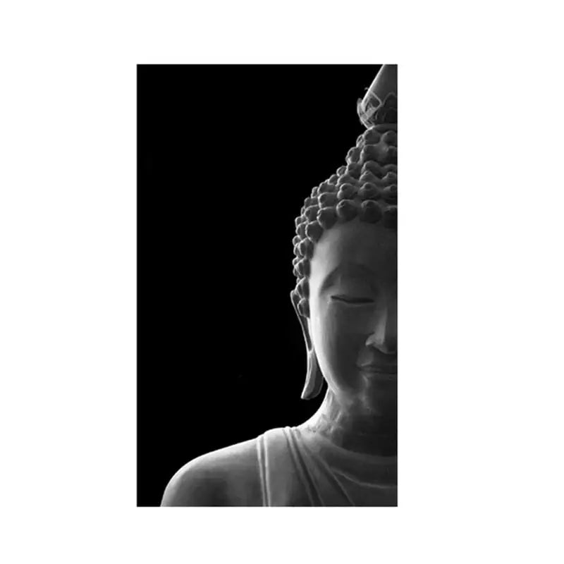 Black and white Buddha head painting