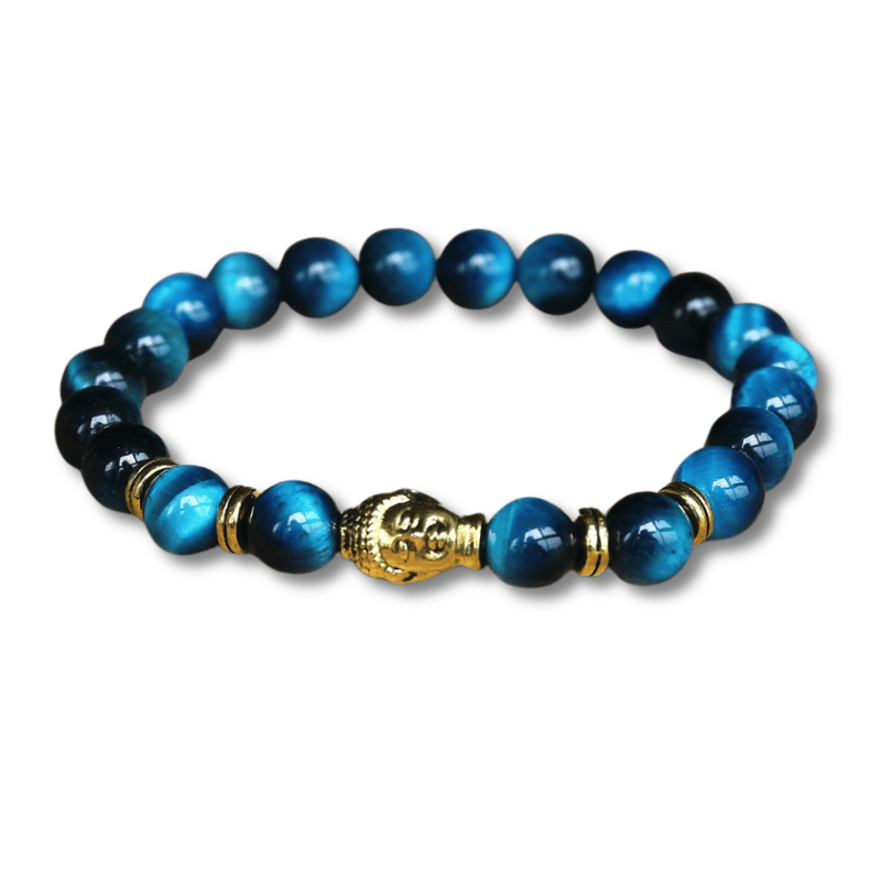 Blue Tiger Eye Beads Buddha Bracelet