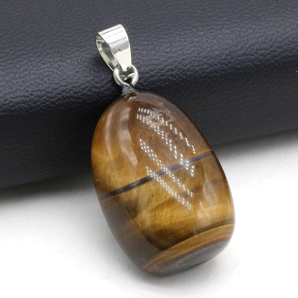 Round Tiger Eye Natural Stone Necklace