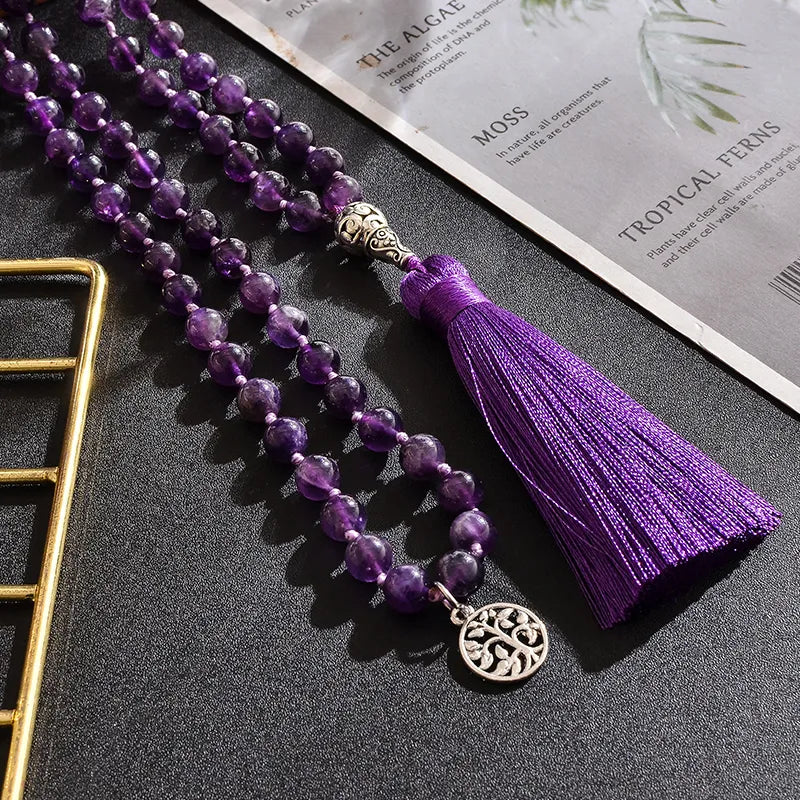 Tibetan Mala in Amethyst