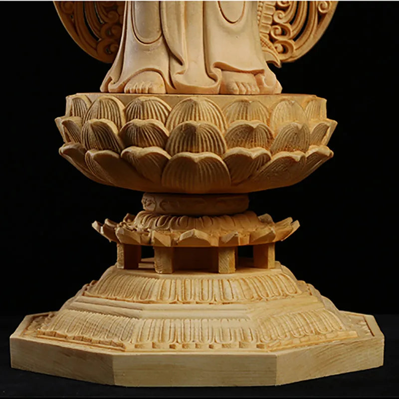 Large solid wood Buddha statue