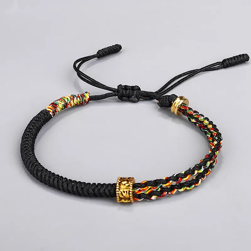 Black and Yellow Braided Tibetan Monk Bracelet