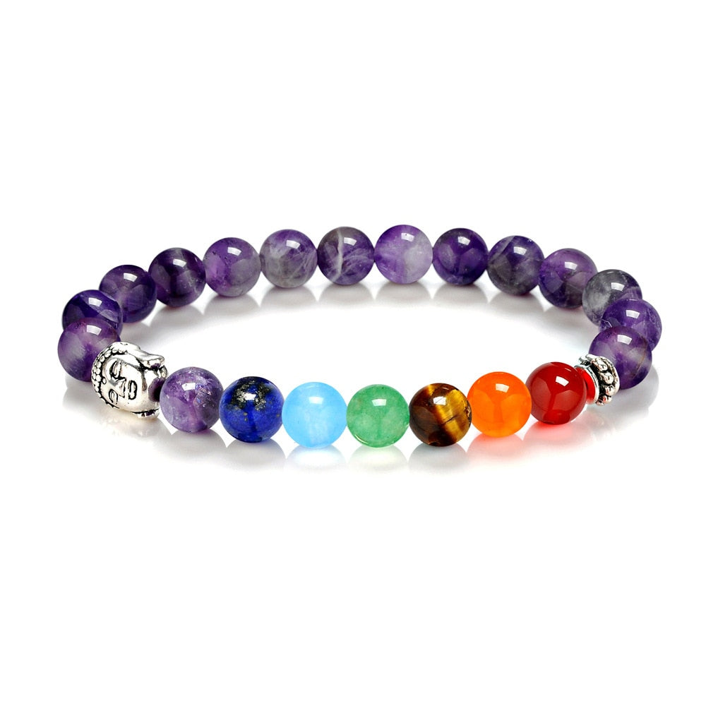 Buddha bracelet with multicolored natural stones