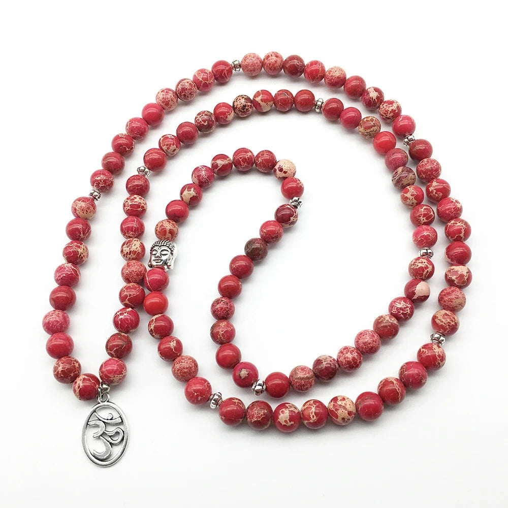Mala in Red Regalite Beads