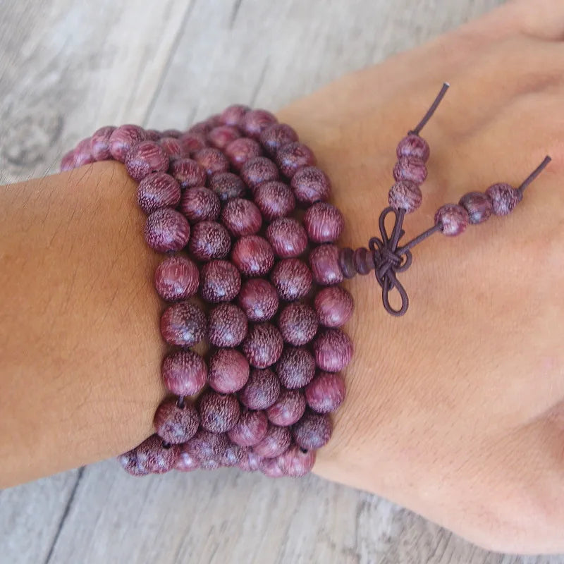 Tibetan Mala Necklace In Amaranth Wood