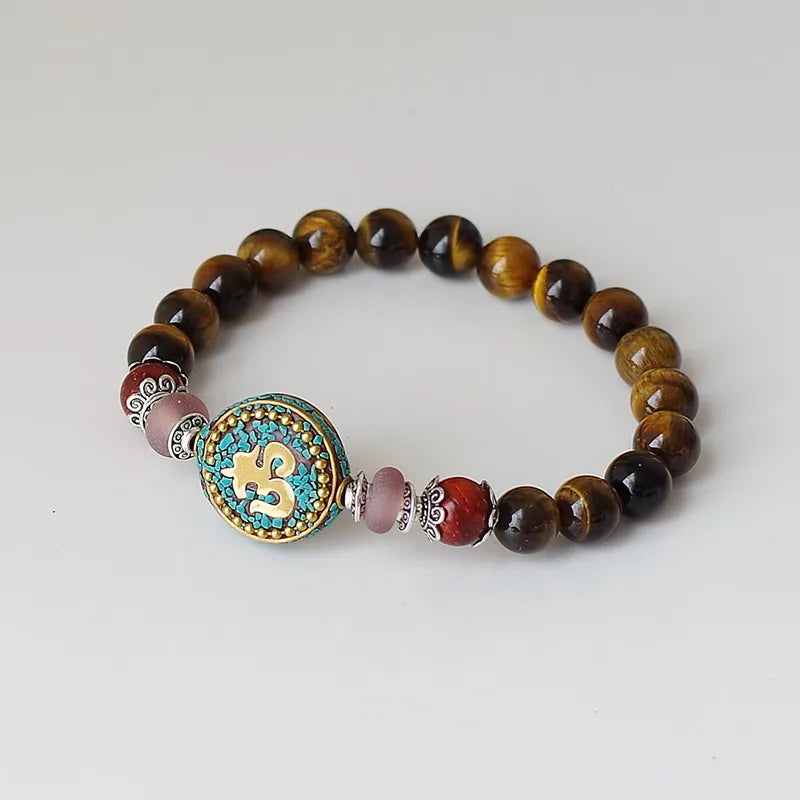 Tibetan Om And Tiger Eye Bracelet