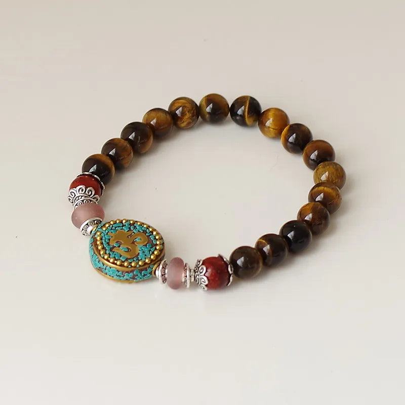 Tibetan Om And Tiger Eye Bracelet