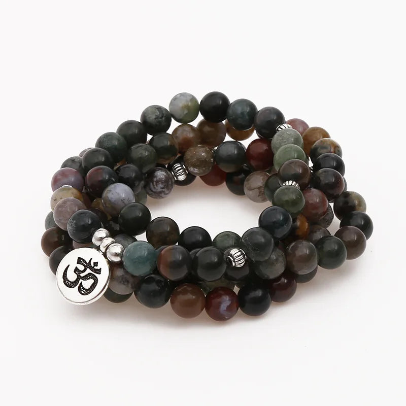 Tibetan Mala Necklace in Indian Agate