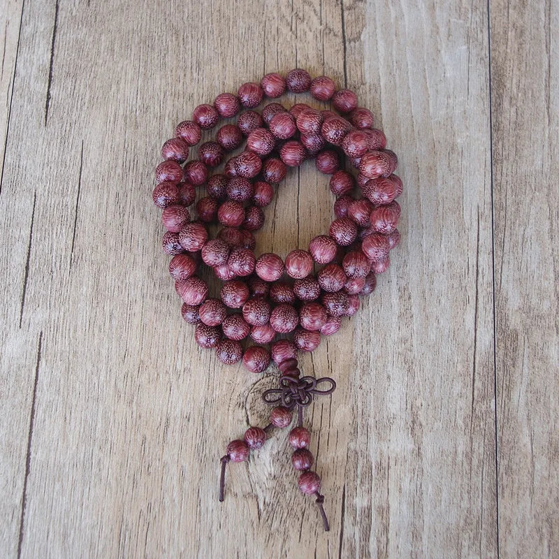 Tibetan Mala Necklace In Amaranth Wood