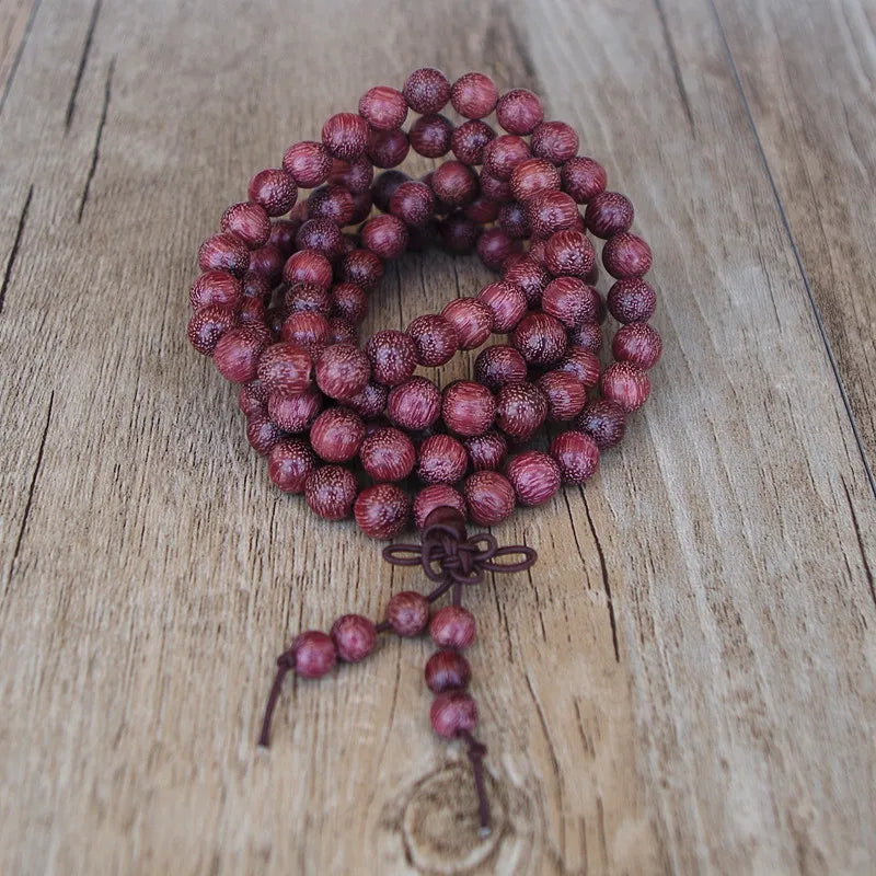 Tibetan Mala Necklace In Amaranth Wood