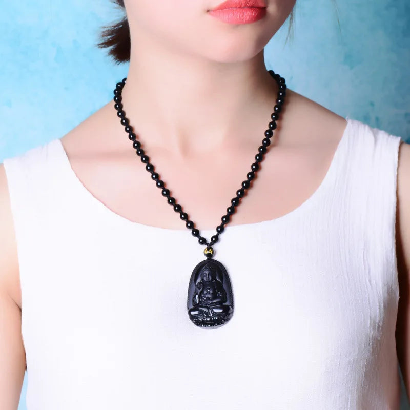 Buddha Obsidian Pendant