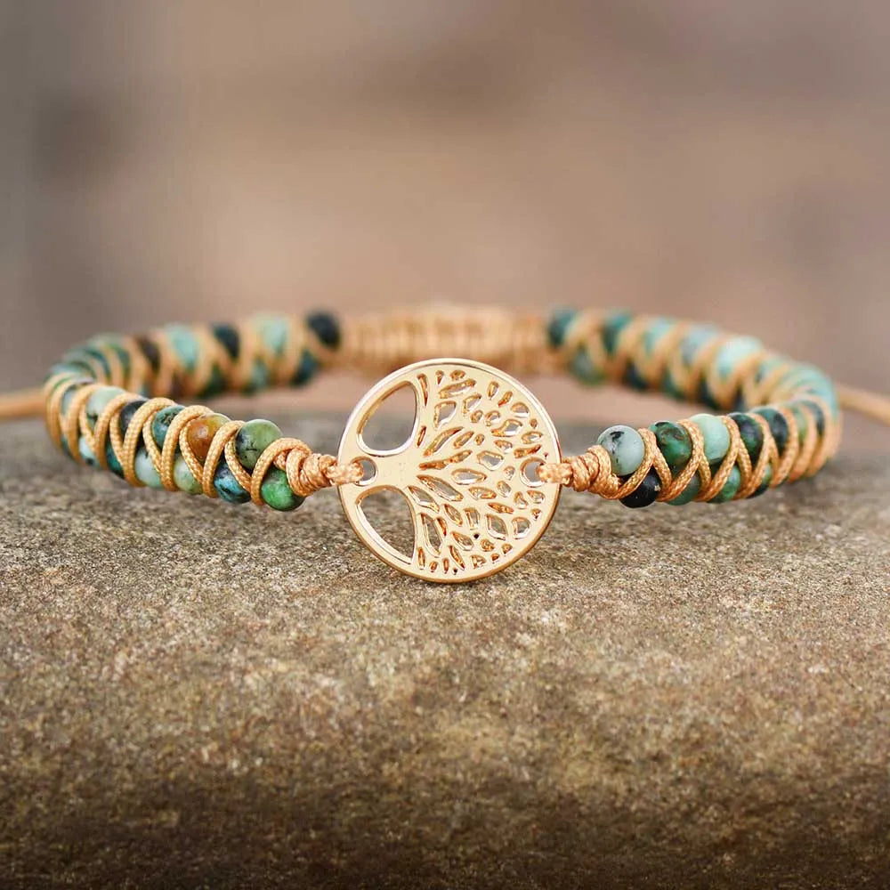 Tree of life braided bracelets in African Jasper