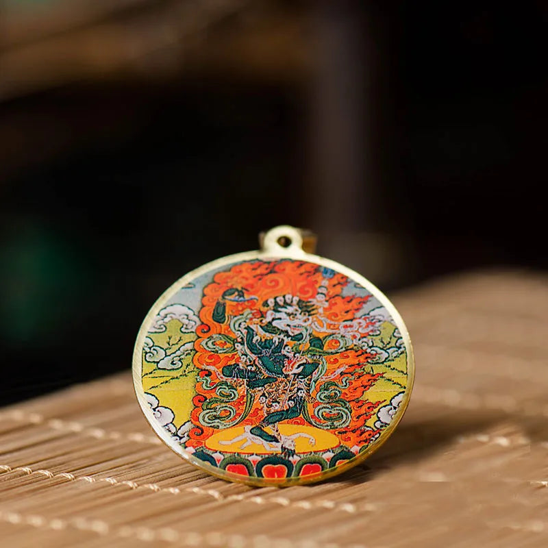 Tibetan Lion Thangka Amulet