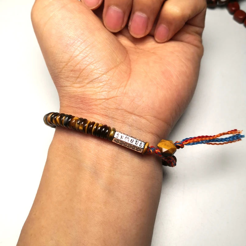 Tibetan Mantra And Tiger Eye Bracelet