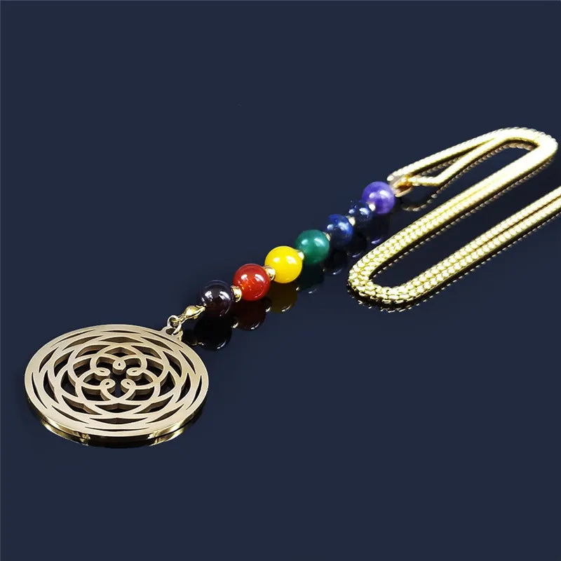 7 Chakra Lotus Flower Necklace for Women