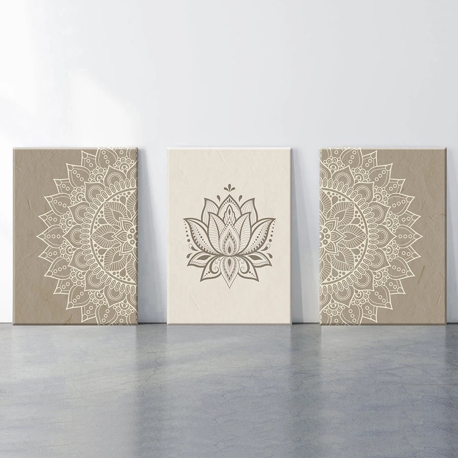 Beige Lotus Flower Painting