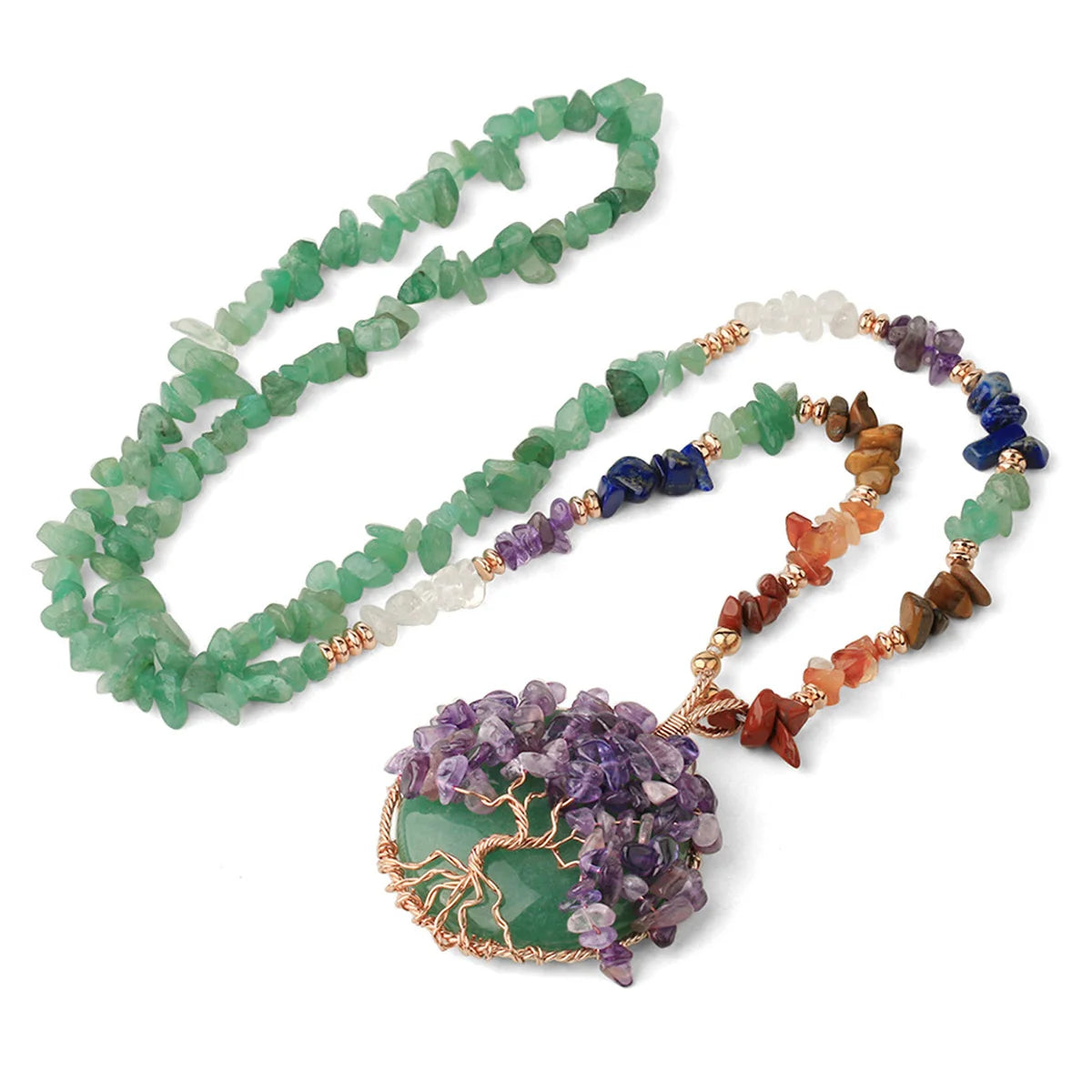 Tree of Life Multicolored Stone Necklace
