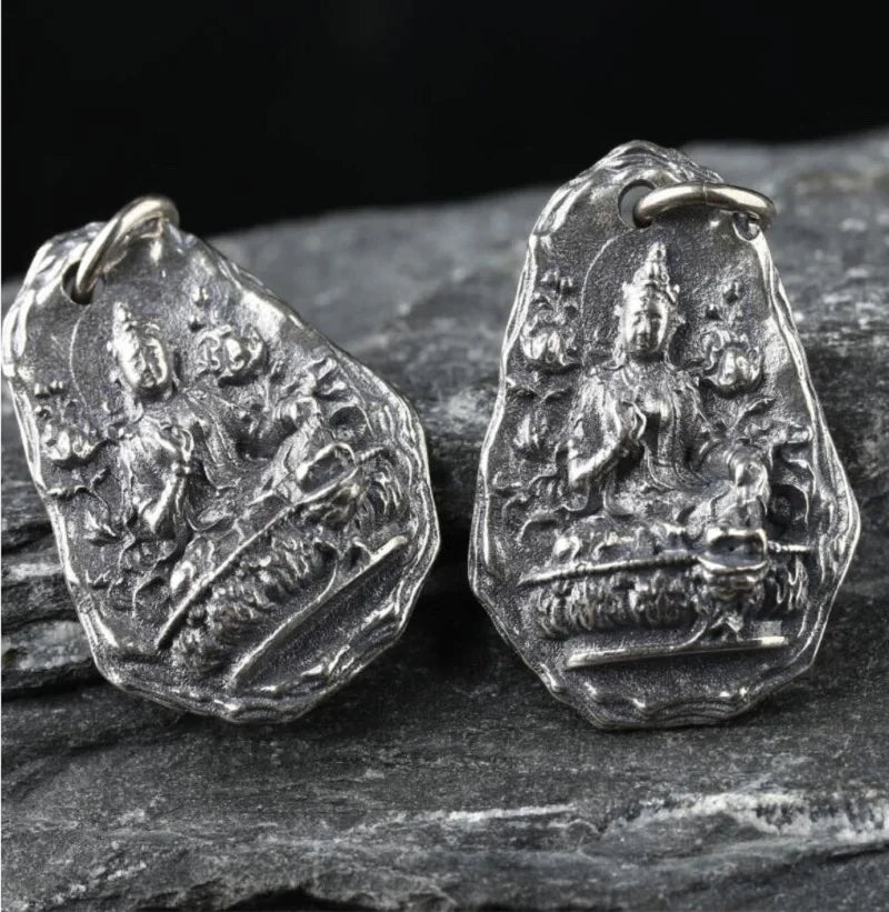 Buddhist Amulet for Good Luck in Silver