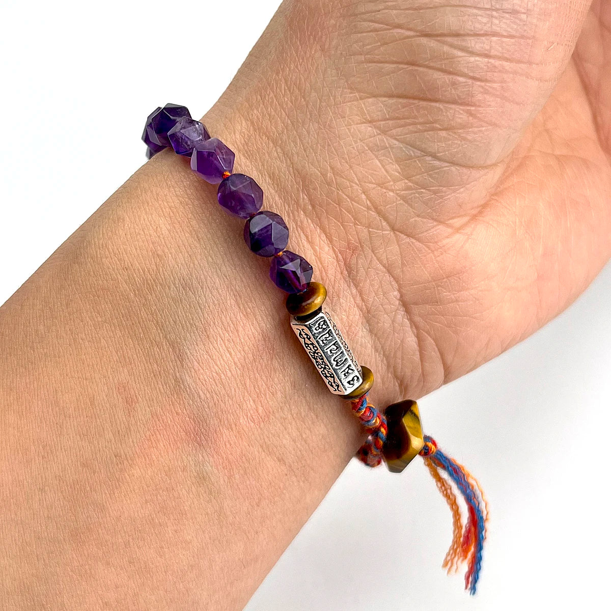 Tibetan Om Bracelet in Amethyst