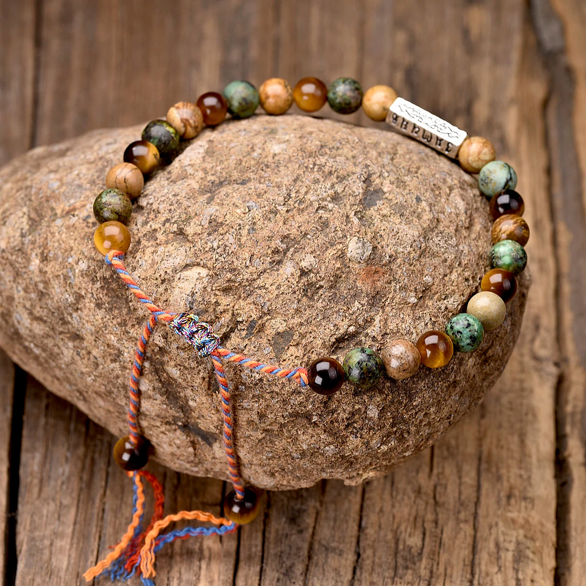 Tibetan Bracelet Natural Stones Om