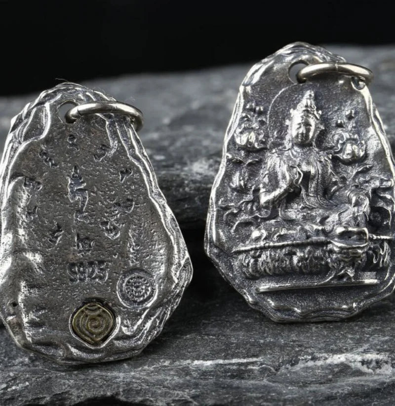 Buddhist Amulet for Good Luck in Silver