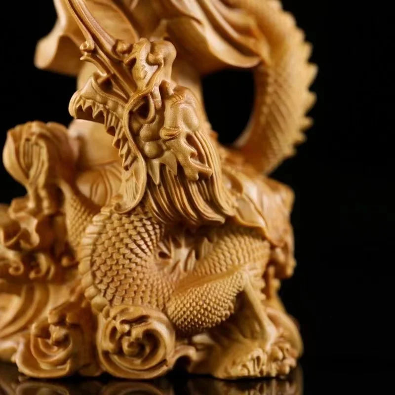 Guan Yin Buddhist statue & wooden dragon