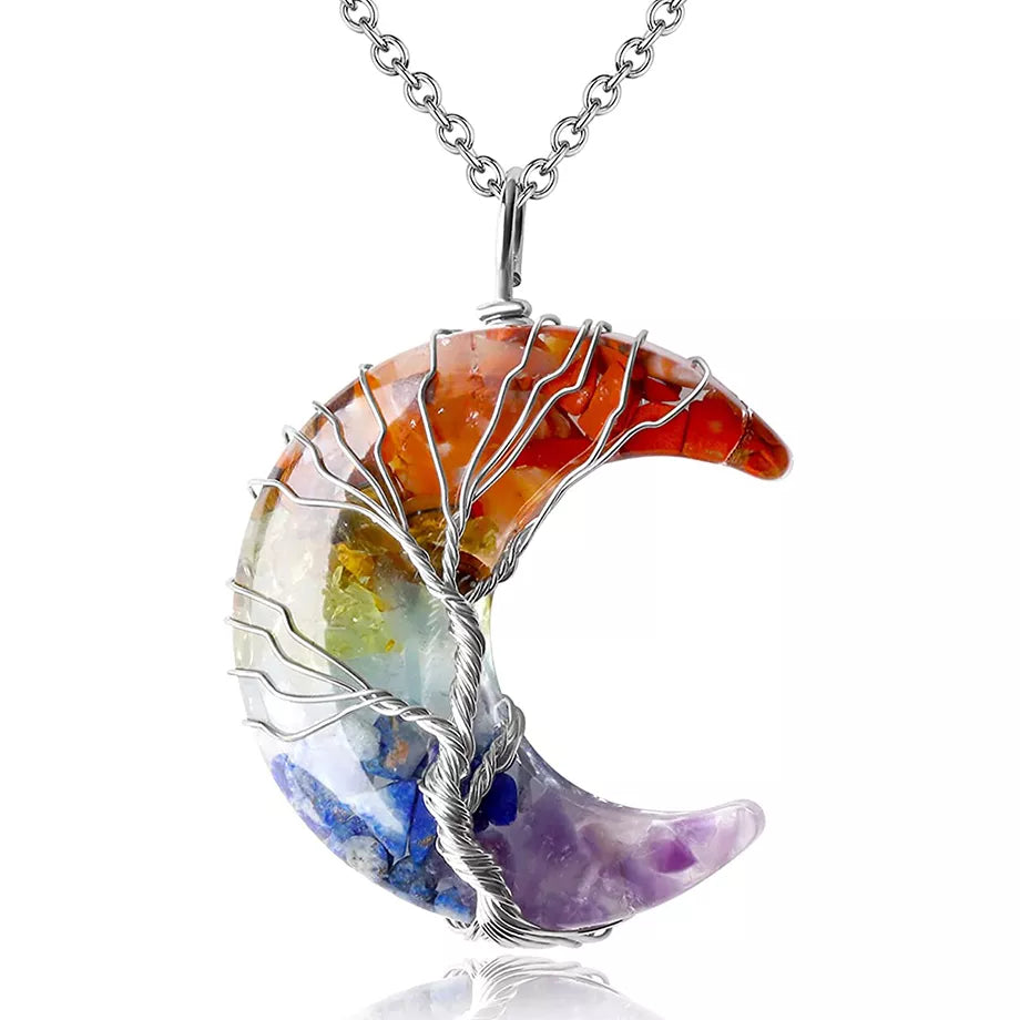 7 Chakra Tree of Life Necklace with Stone