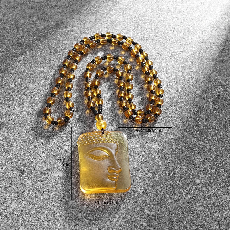 Yellow Jade Buddha Pendant