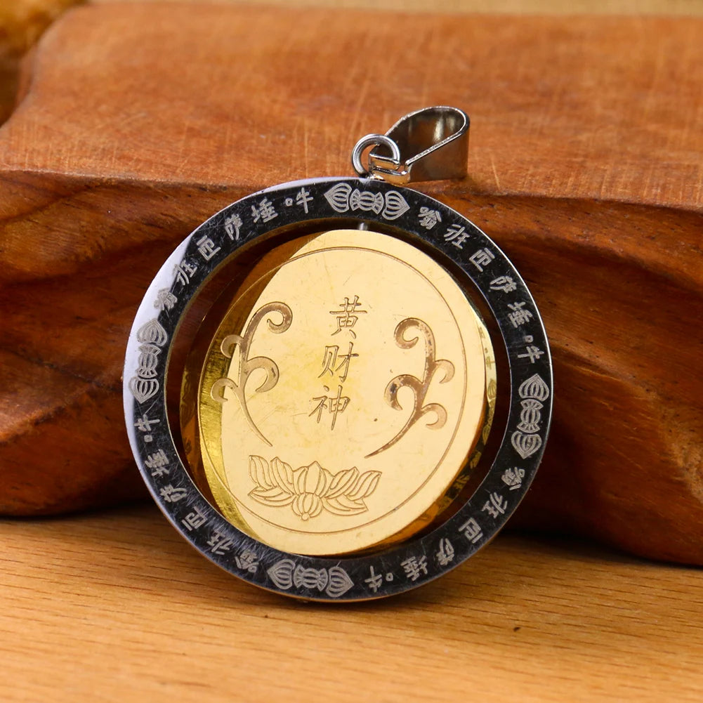 Round Gold Om Buddhist Amulet