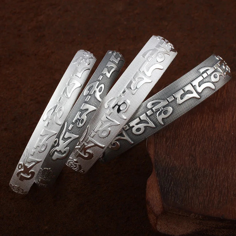 Tibetan Silver Mantra Bracelet