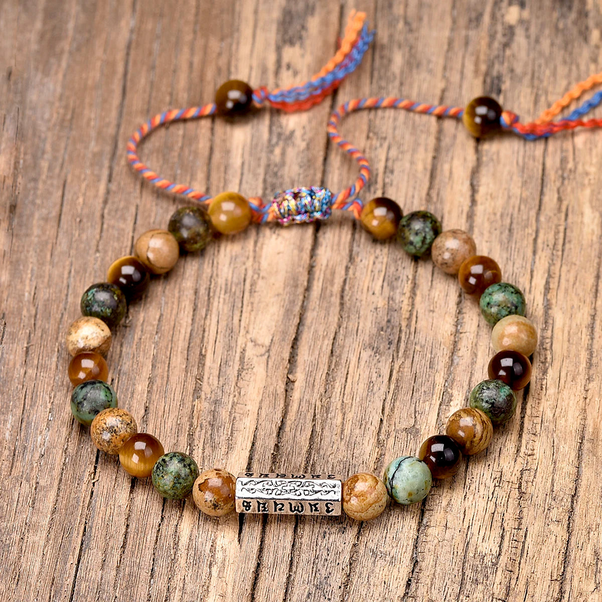 Tibetan Bracelet Natural Stones Om