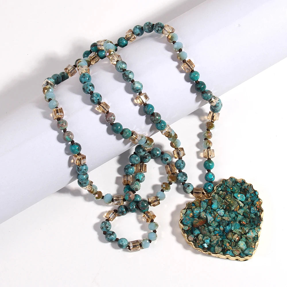 Green Natural Stone Heart Necklace