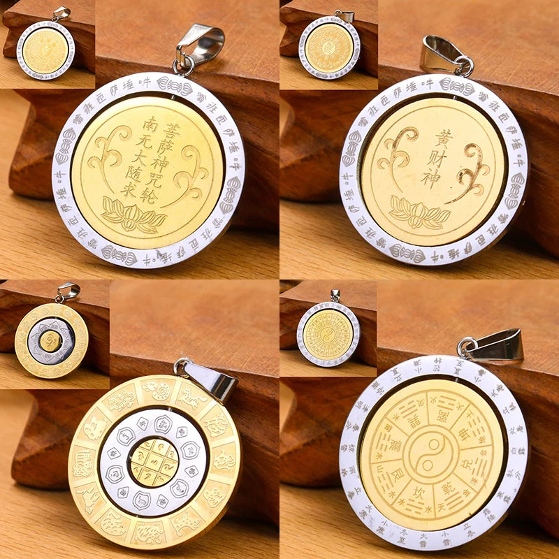 Round Gold Om Buddhist Amulet