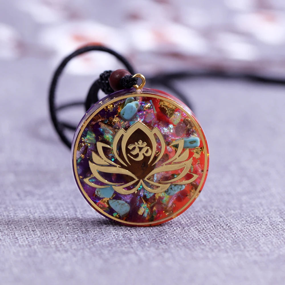 Orgonite Lotus Pendant Necklace