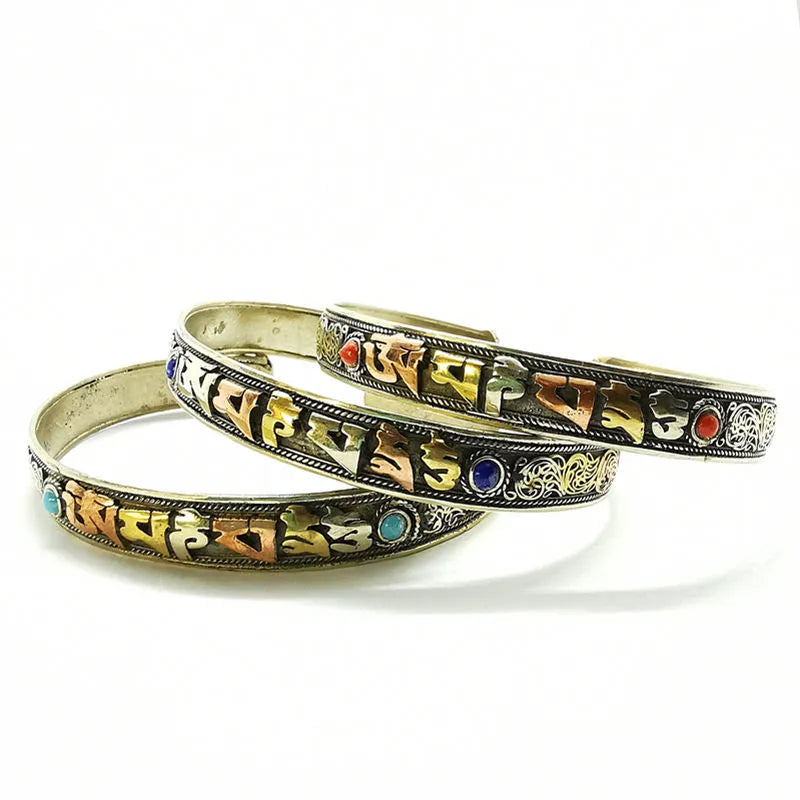 Tibetan Mantra Cuff Bracelet