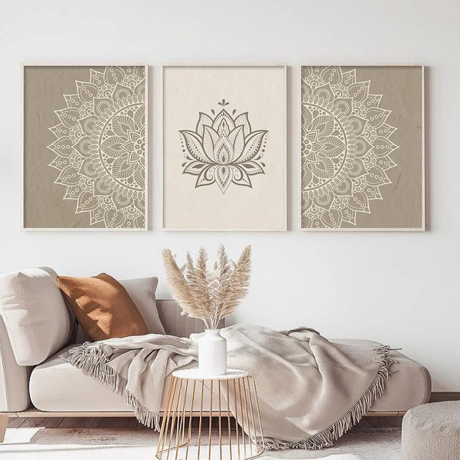 Beige Lotus Flower Painting