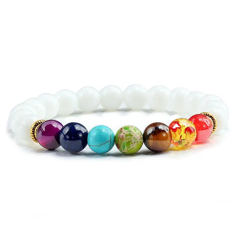 Bracelet 7 Chakra Yoga - Blanc / 19cm