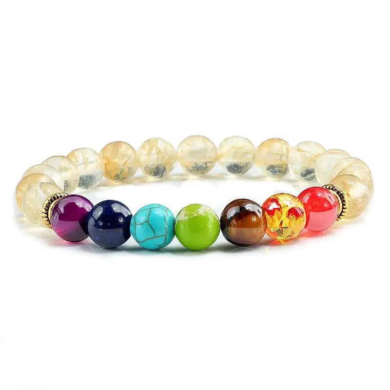 Bracelet 7 Chakra Yoga - Crystal / 19cm