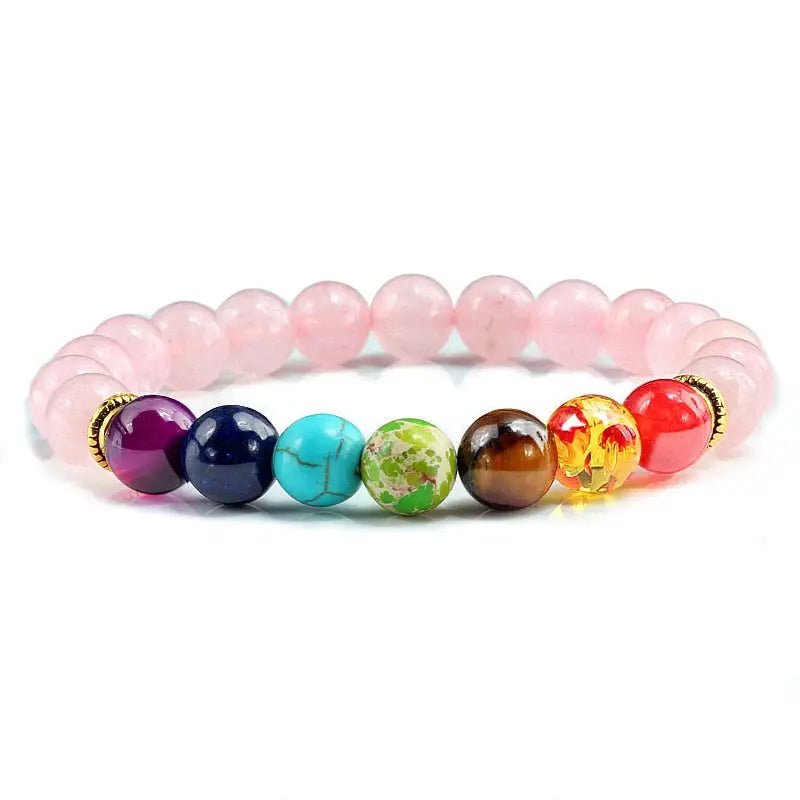 Bracelet 7 Chakra Yoga - Rose / 19cm