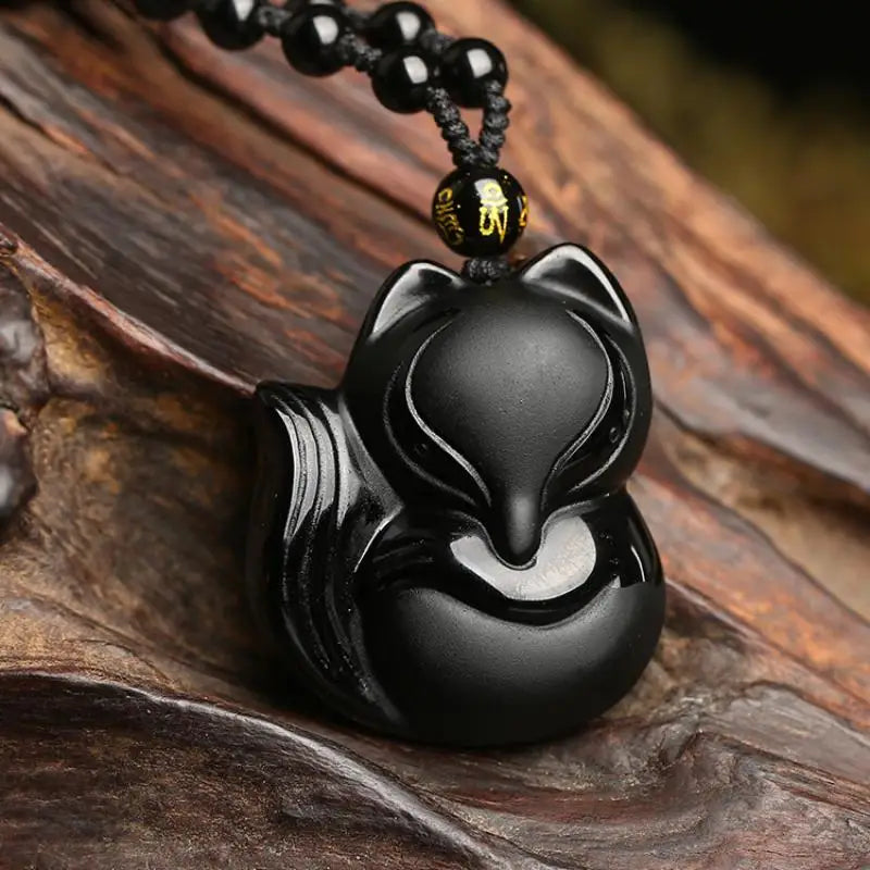 Collier Boudda Avalokiteśvara obsidien