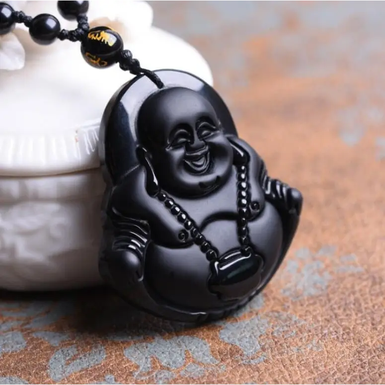 Collier Boudda Avalokiteśvara obsidien