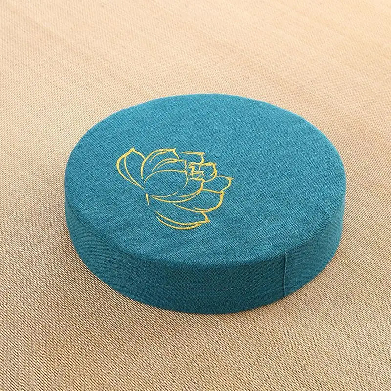 Coussin de méditation fleur de lotus dorée - Turquoise /