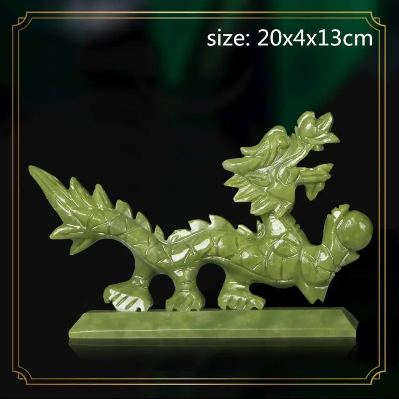 Dragon du zodiaque chinois pierre de Jade - 20x4x13cm