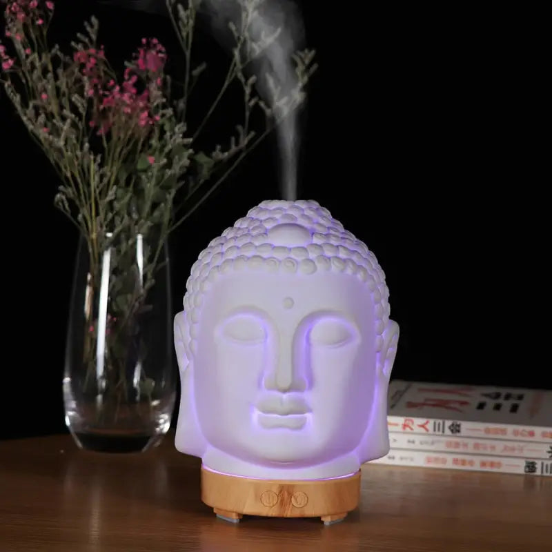 Humidificateur d’air tête de Bouddha - Bois Clair