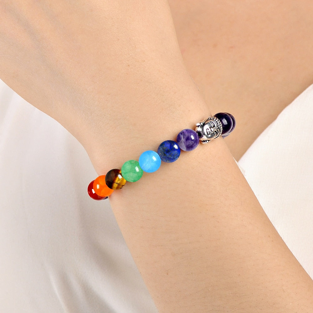 Multicolored Natural Stone Buddha Bracelet