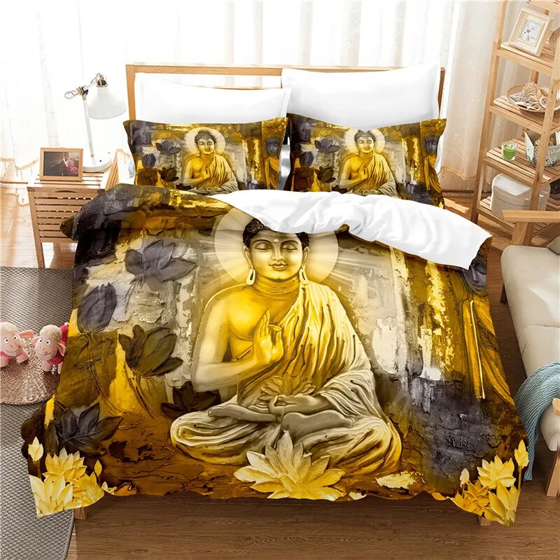 Golden Buddha Duvet Cover