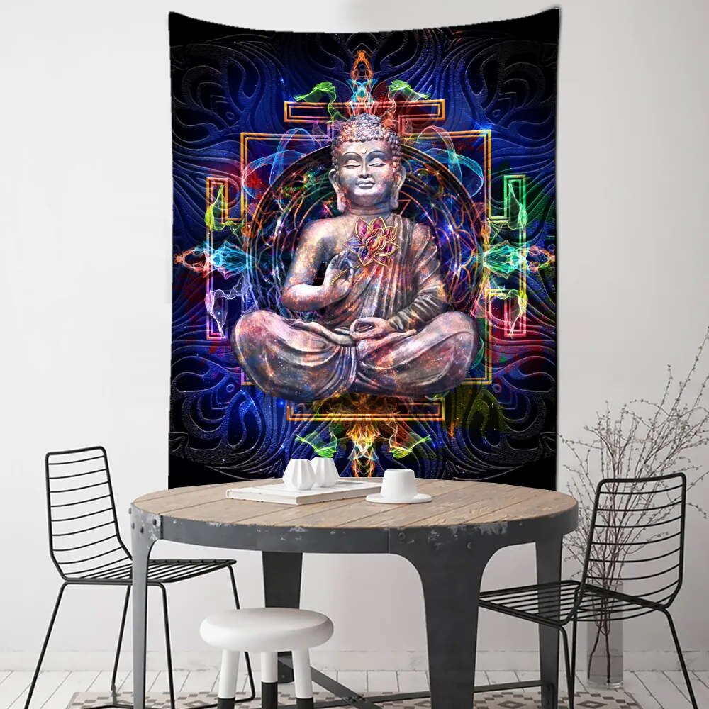 Colored Buddha tapestry