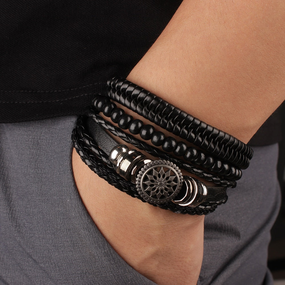 Dharmachakra Leather Bracelet