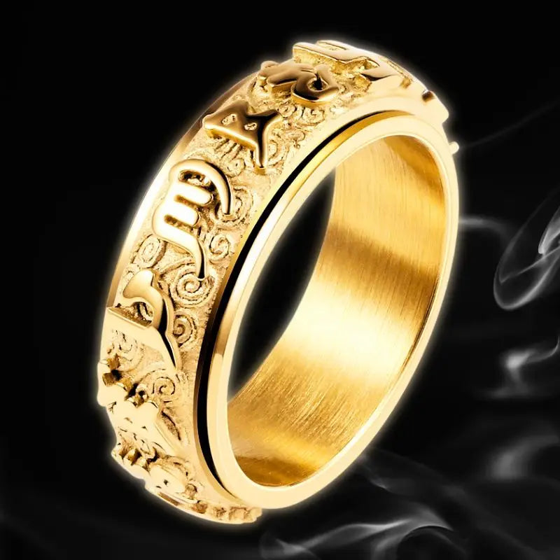 Gold Buddhist Mantra Ring