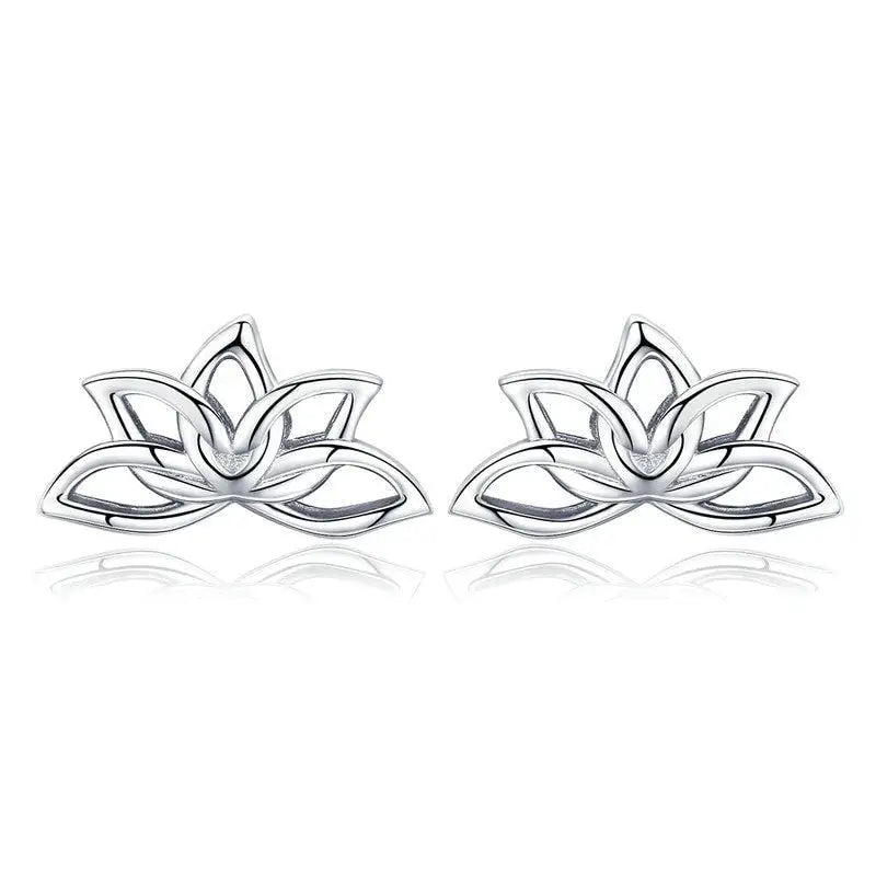Silver Lotus Flower Earrings